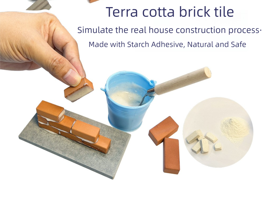 DIY Brick Miniature House Kit,Handcrafted model-Real clay brick,Educational Toy for Kids-Luxury Villa Holiday Gift Box