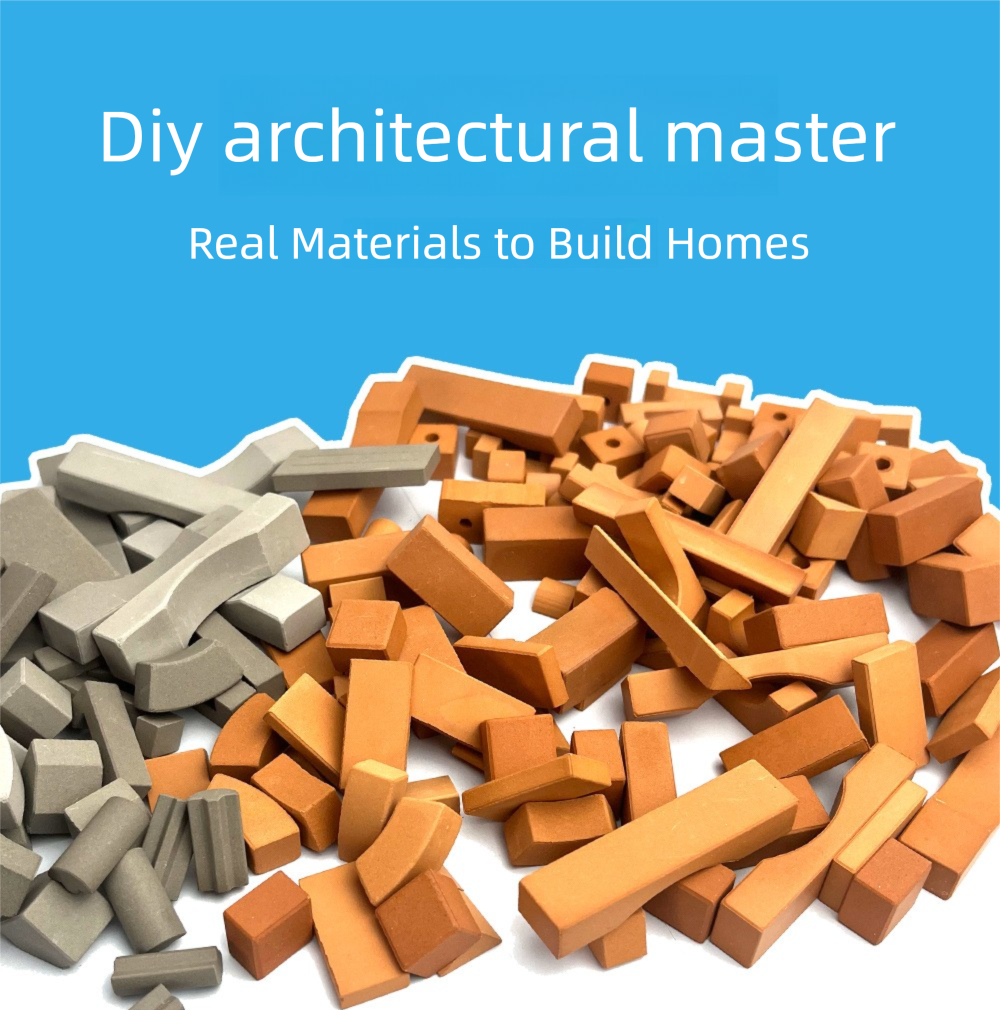 DIY Brick Miniature House Kit,Handcrafted model-Real clay brick,Educational Toy for Kids-Luxury Villa Holiday Gift Box