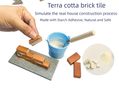 DIY Brick Miniature House Kit,Handcrafted model-Real clay brick,Educational Toy for Kids-Luxury Villa Holiday Gift Box